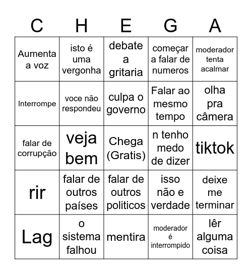 André Ventura Bingo Card