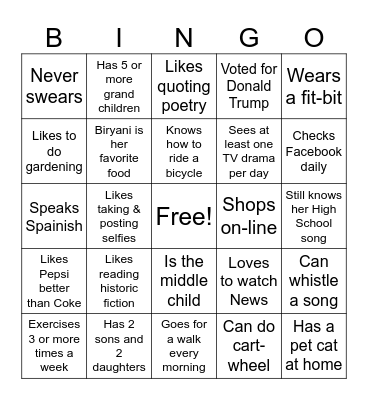 Get To Know You Bingo Card