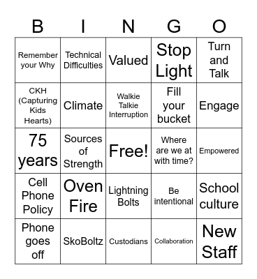 Welcome Back Meeting Bingo Card