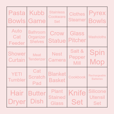 Bridal Bingo Card