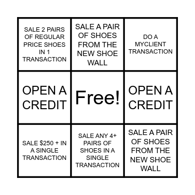 Tax Free Weekend Bingo Card