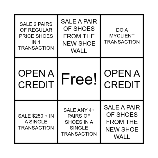 Tax Free Weekend Bingo Card