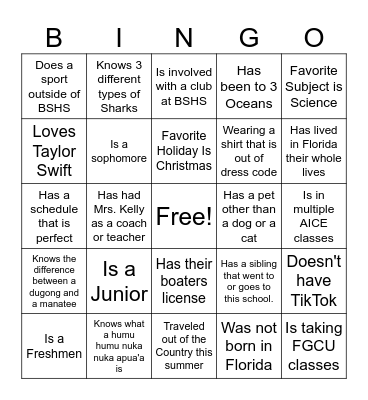 AICE Marine Science Intro Bingo Card Bingo Card