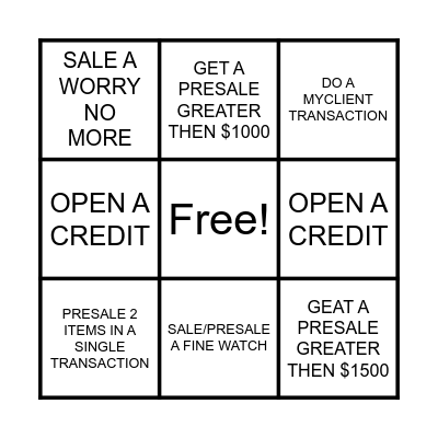 Tax Free Weekend Bingo Card