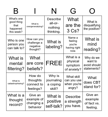 CBT Bingo Card