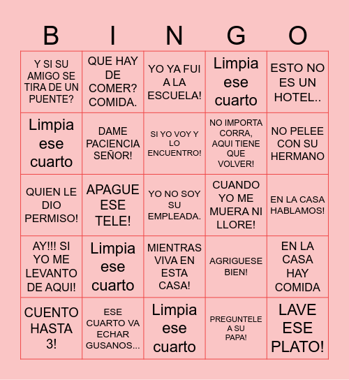 FELIZ DIA MAMÁ Bingo Card