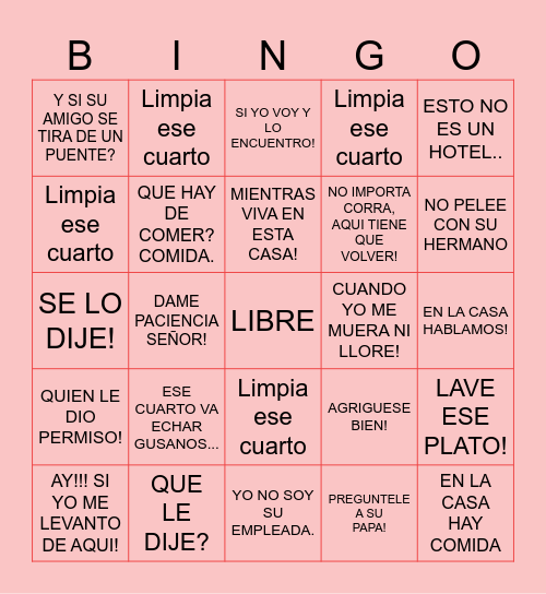 FELIZ DIA MAMÁ Bingo Card
