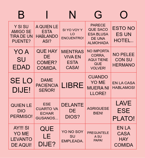 FELIZ DIA MAMÁ Bingo Card