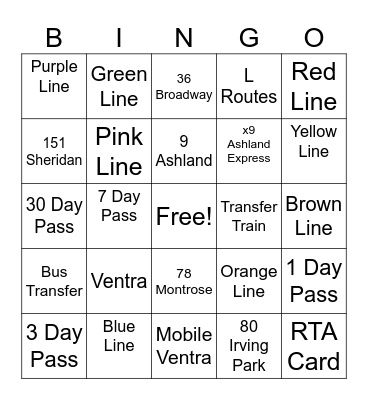 CTA Bingo Card
