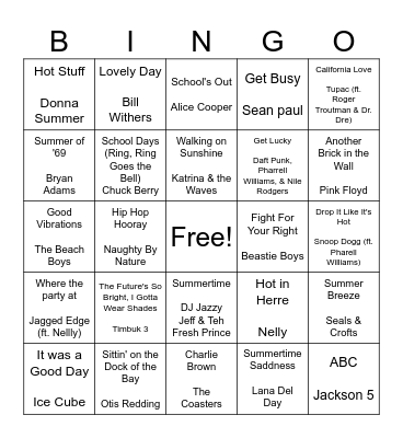 So Long Summer, Bsck to work Bingo Card