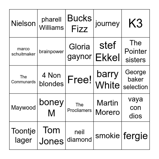 SeB's foute Muziek Bingo Card