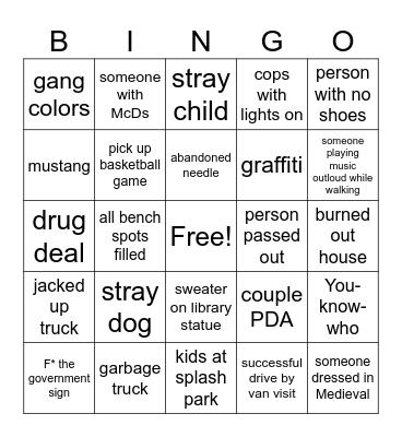North Beautiful Bingo Card