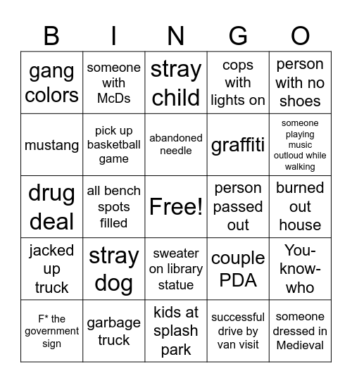North Beautiful Bingo Card