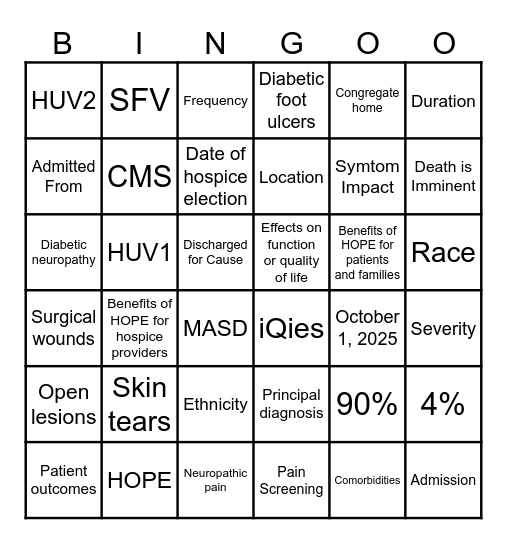 HOPE Bingo Card