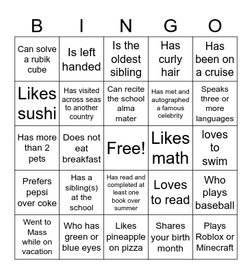 Find Someone Who... Bingo Card