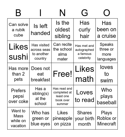 Find Someone Who... Bingo Card