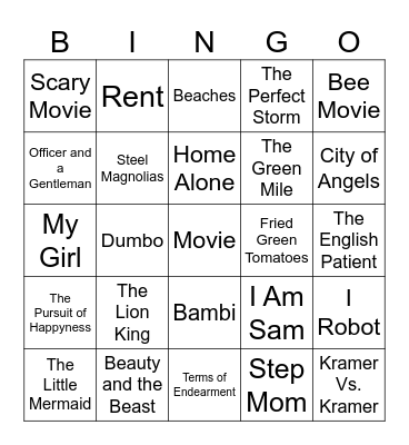 Movies Bingo Card