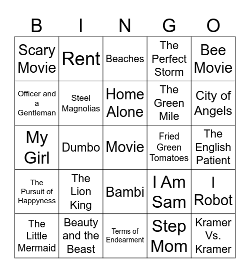 Movies Bingo Card