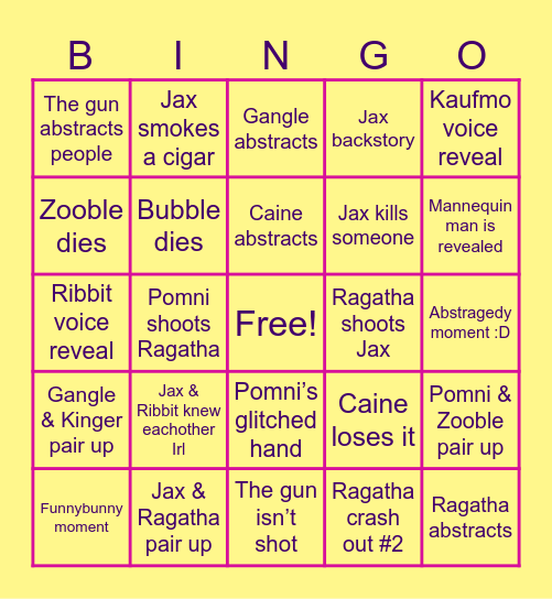 TADC Ep 6 bingo Card