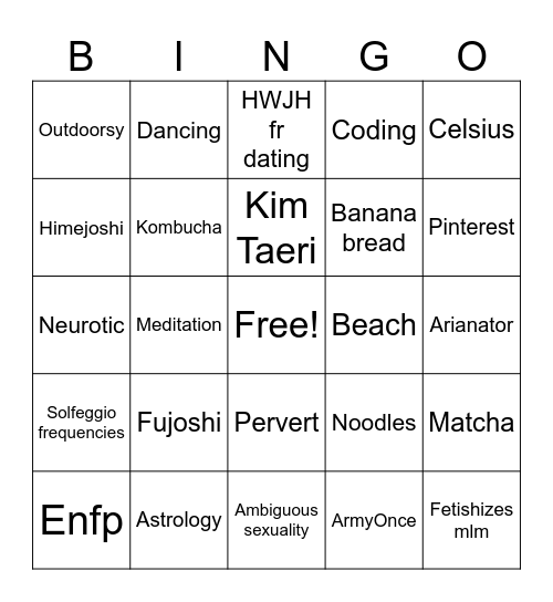 Julie Bingo Card