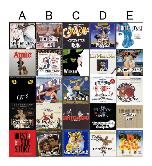 Musicals! Bingo Card