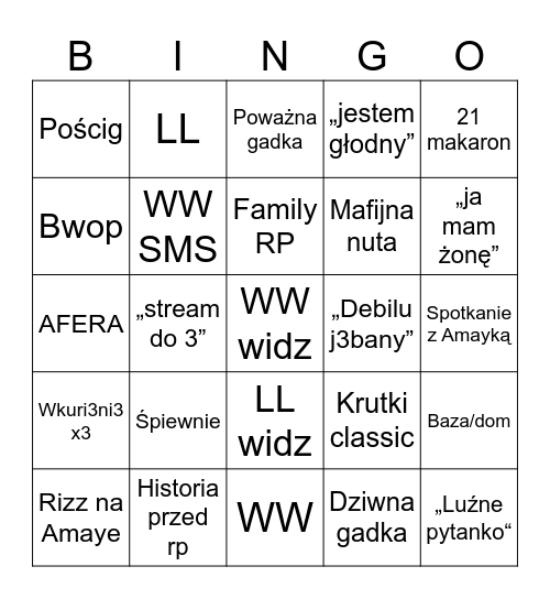 Finał niedzielnego Bingo Card