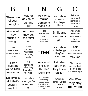 MM SoCal Networking Bingo Card