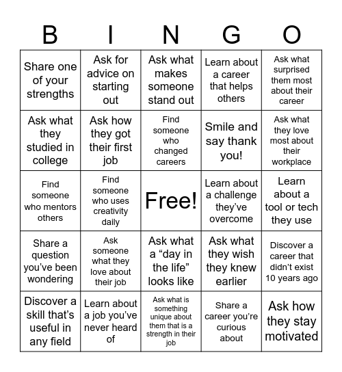 MM SoCal Networking Bingo Card