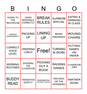ROUTIES & PROCEDURES Bingo Card