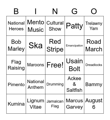 Jam Down Bingo Card