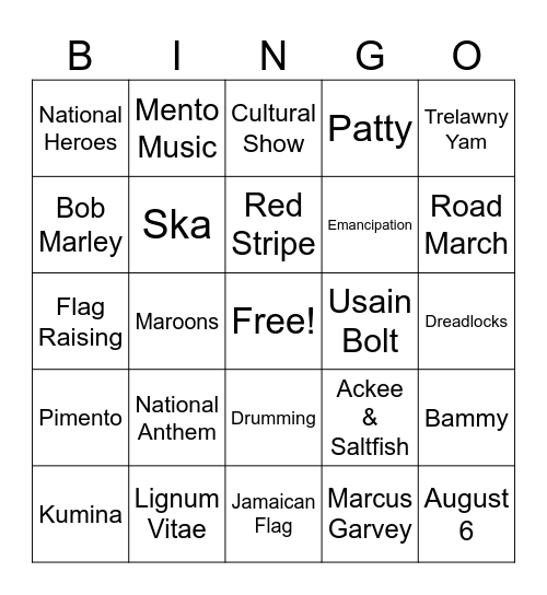Jam Down Bingo Card