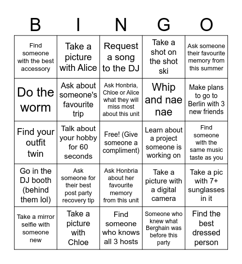 BERGHAIN ON BAY Bingo Card