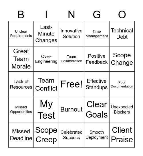 Retrospective Bingo Card