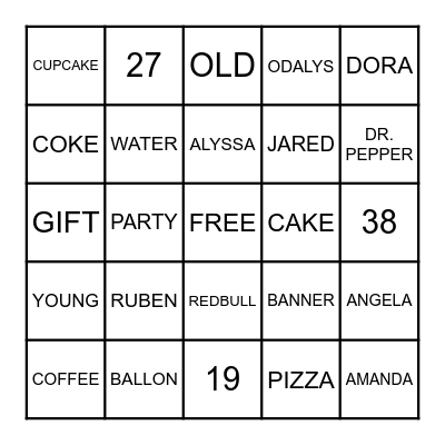 B I R T H D A Y Bingo Card