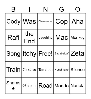 Brian On-Screen Scene Bingo Card