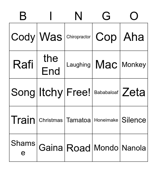 Brian On-Screen Scene Bingo Card