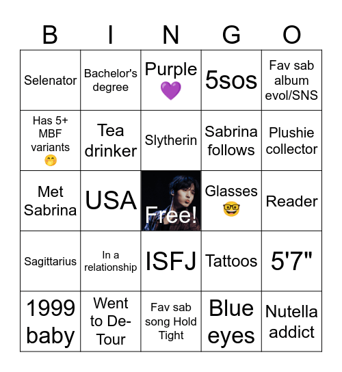 selenabrina Bingo Card