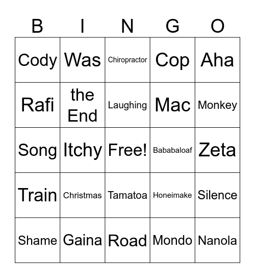 Brian On-Screen Scene Bingo Card