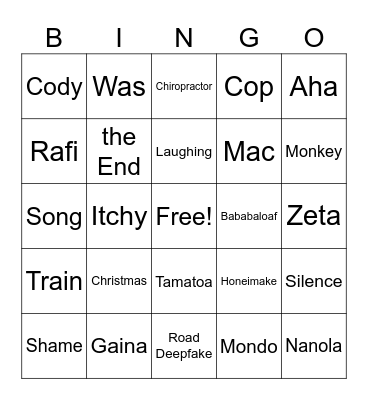 Brian On-Screen Scene Bingo Card