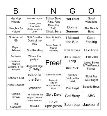 So Long Summer, Back to School! Bingo Card