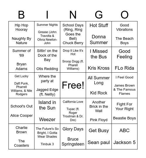 So Long Summer, Back to School! Bingo Card
