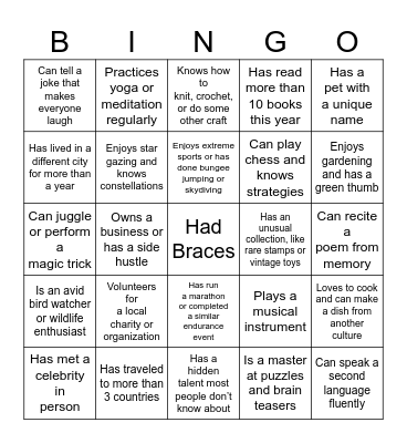 Icebreaker Bingo: Find Someone Who Bingo Card
