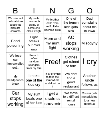 U cant spell القلقة without القل Bingo Card