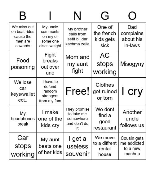 U cant spell القلقة without القل Bingo Card