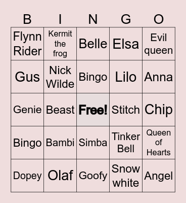 Disney Bingo Card