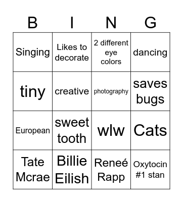 Verena Bingo Card
