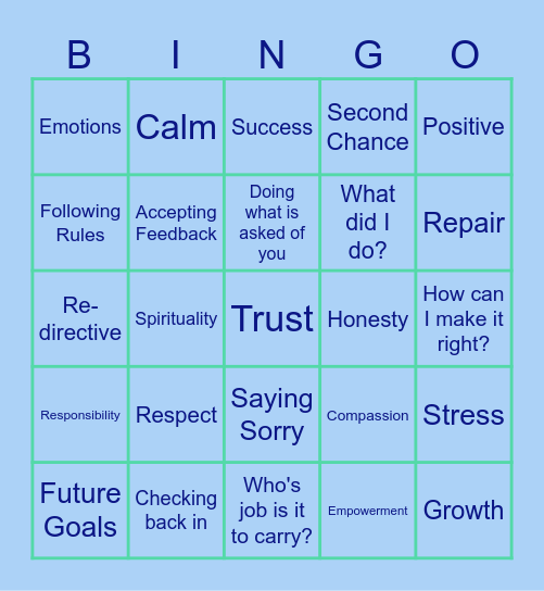 Accountability Bingo Card