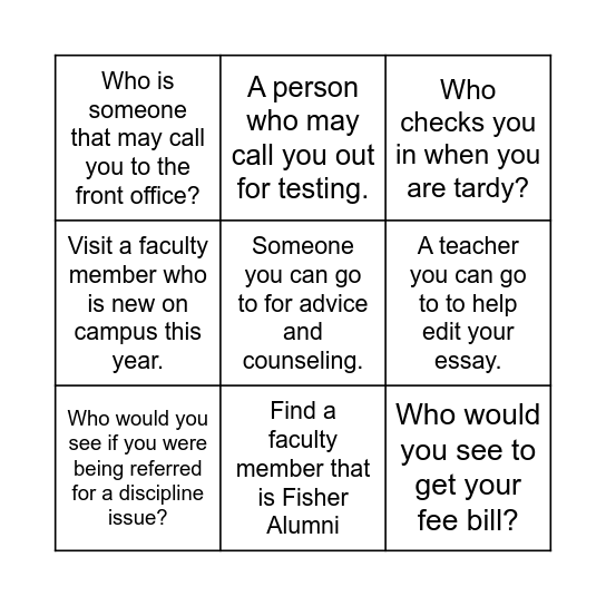 Scavenger Hunt Bingo Card