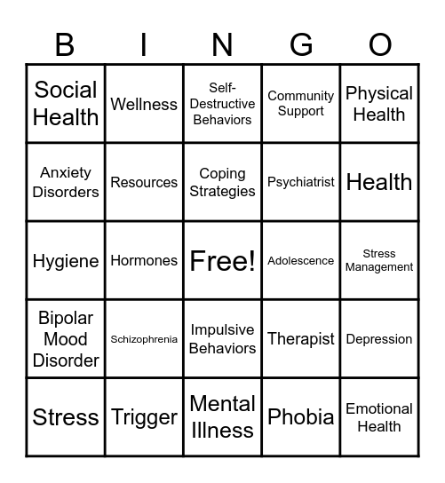 Vocab Bingo Card