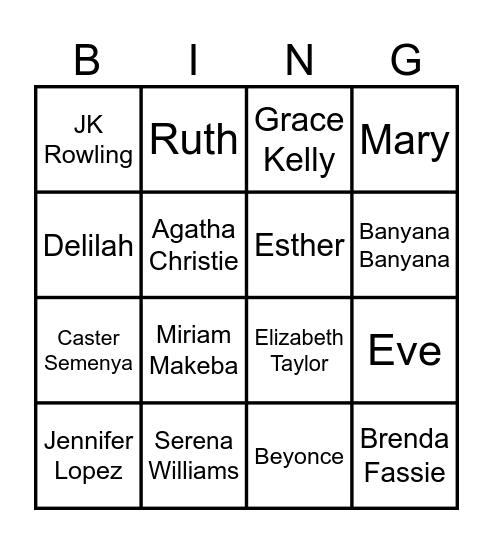 Famous and Influential Women Bingo Card